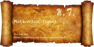 Matkovics Tomaj névjegykártya